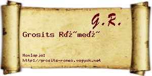 Grosits Rómeó névjegykártya